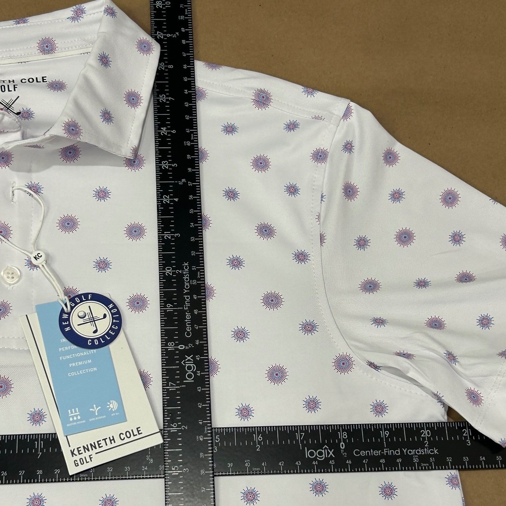 Kenneth Cole White Golf‎ Polo Shirt Illuminating Lights Mens Small NWT - Picture 7 of 7